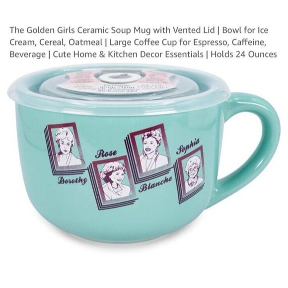 The Golden Girls Soup Mug w Vented Lid, Coffee, Lunch Cup , 24 Ounces - Picture 8 of 8